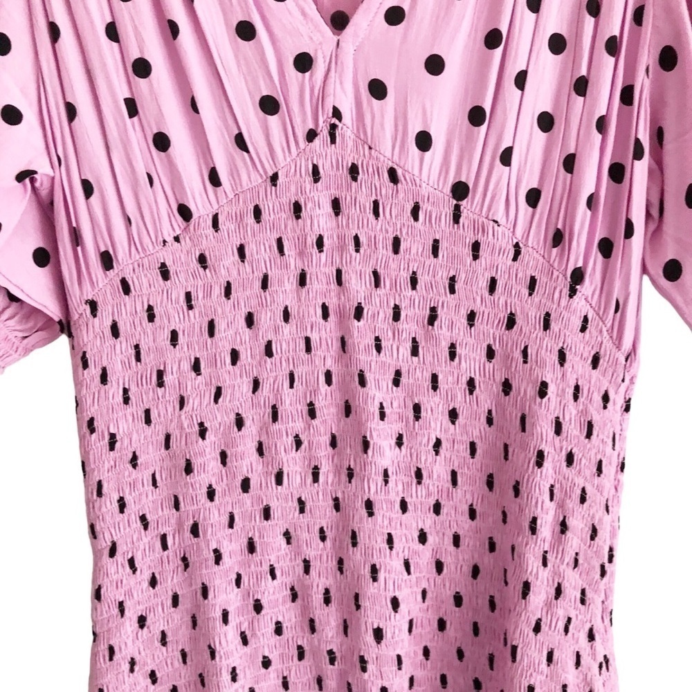 Faithful The Brand Dress Margherita Mini Pink Black Polka Dot Size 4 Small - Picture 9 of 12